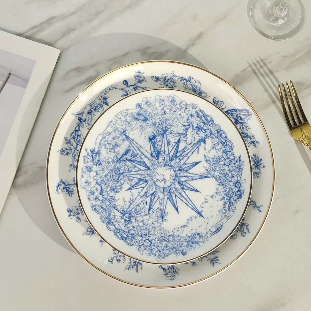 oywj  Bone China Coffee Cup Saucer Christmas Lucky Star Series European Western Food Tray Afternoon Tea Set High-end Cup Set