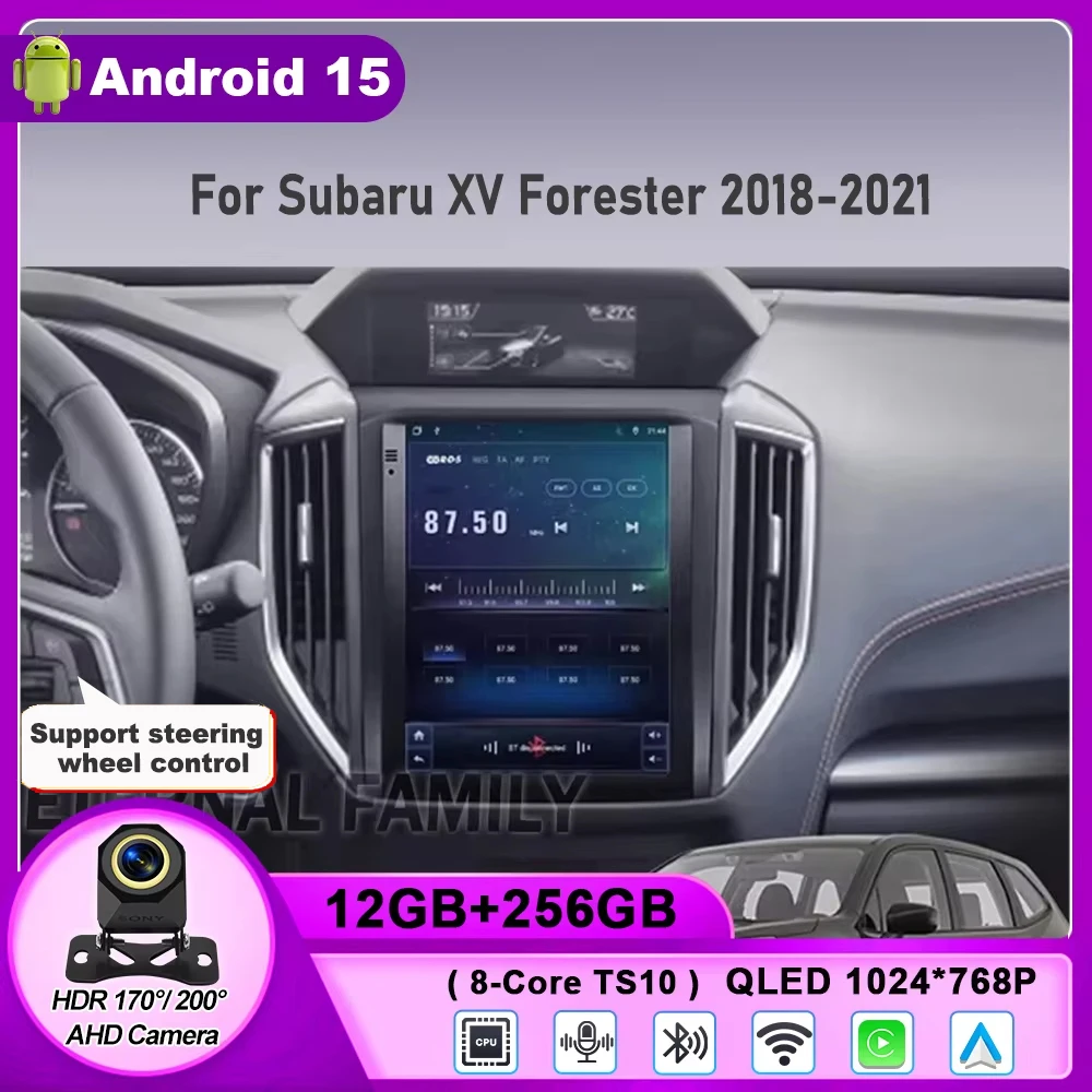 9.7 inch Android15 For Subaru XV Forester 2018-2021 Car Radio For Tesla style screen lMultimedia Video Player Navigation 5G GPS
