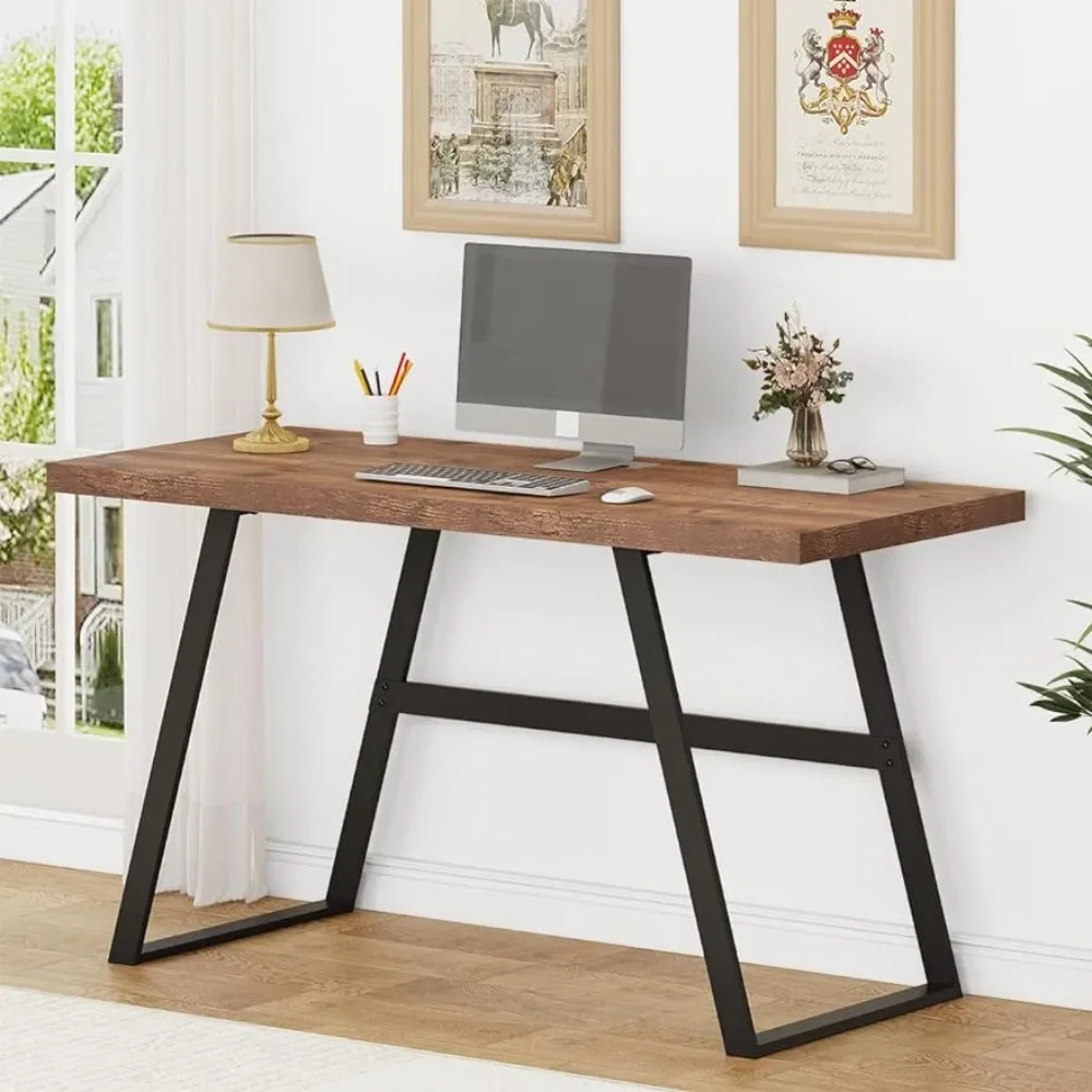 

Modern Simple Wood Home Office Desk Wood and Metal PC Writing Workstation Walnut Sturdy Home Freight Free Computer Table Reading