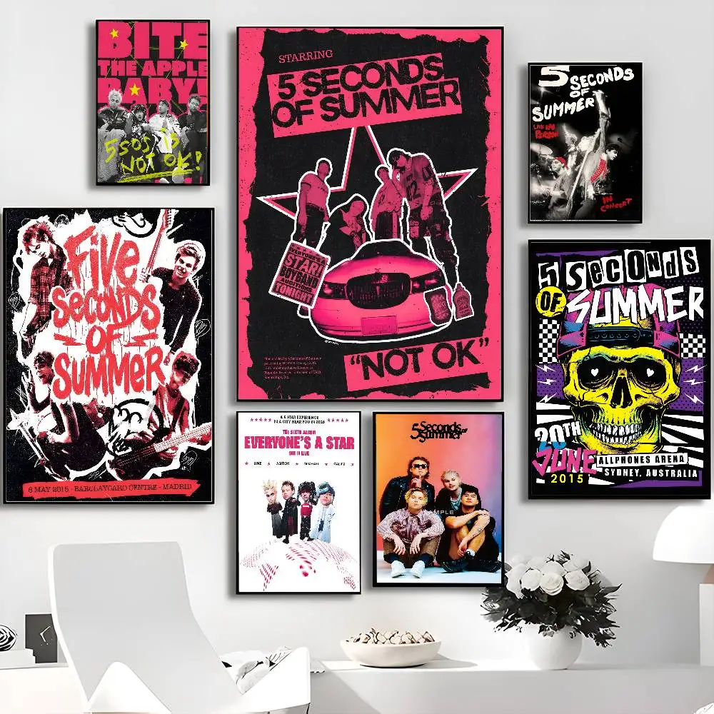 1pc 5 S-Seconds Of S-Summer Movie Sticky Posters Retro Kraft Paper Sticker DIY Room Bar Cafe Aesthetic Art Wall Painting