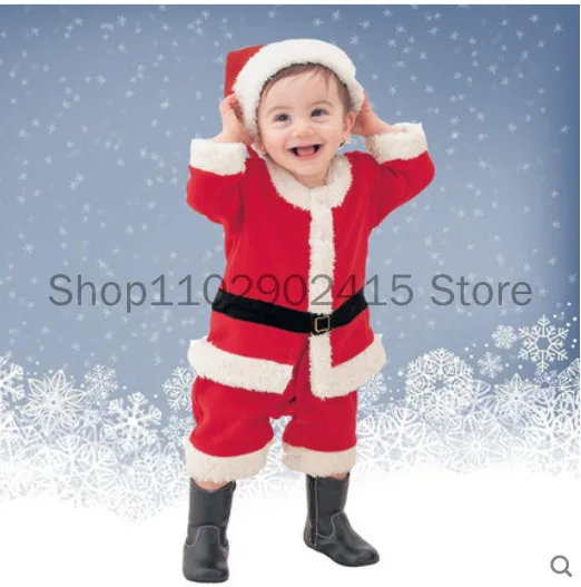 Costume de Père Noël Cosplay pour Enfants, Vêtements de Noël Rouges, Ensemble de Robe de Soirée, Chapeau, Tenue de ix
