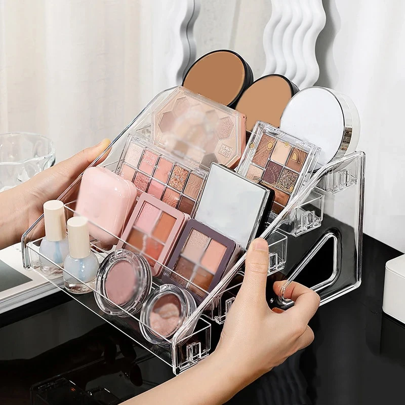 Transparent Display Stand Storage Rack Cosmetic Organizer Tray Nail Polish Toy Display Holder Stepped Lipstick Desk Storage