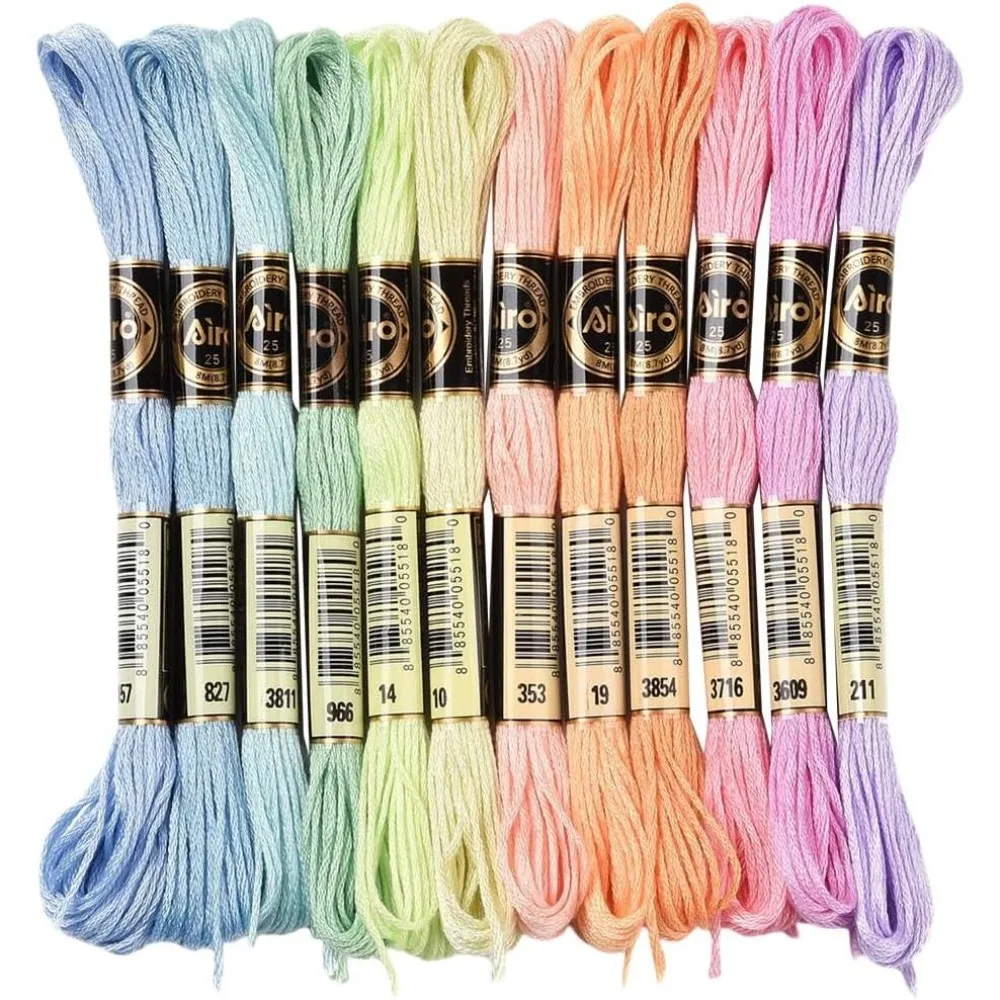12 Skeins 105 Yards Embroidery Floss Stitch Threads 6 Ply Variegated Macaroon Friendship Bracelet String Floss Threads