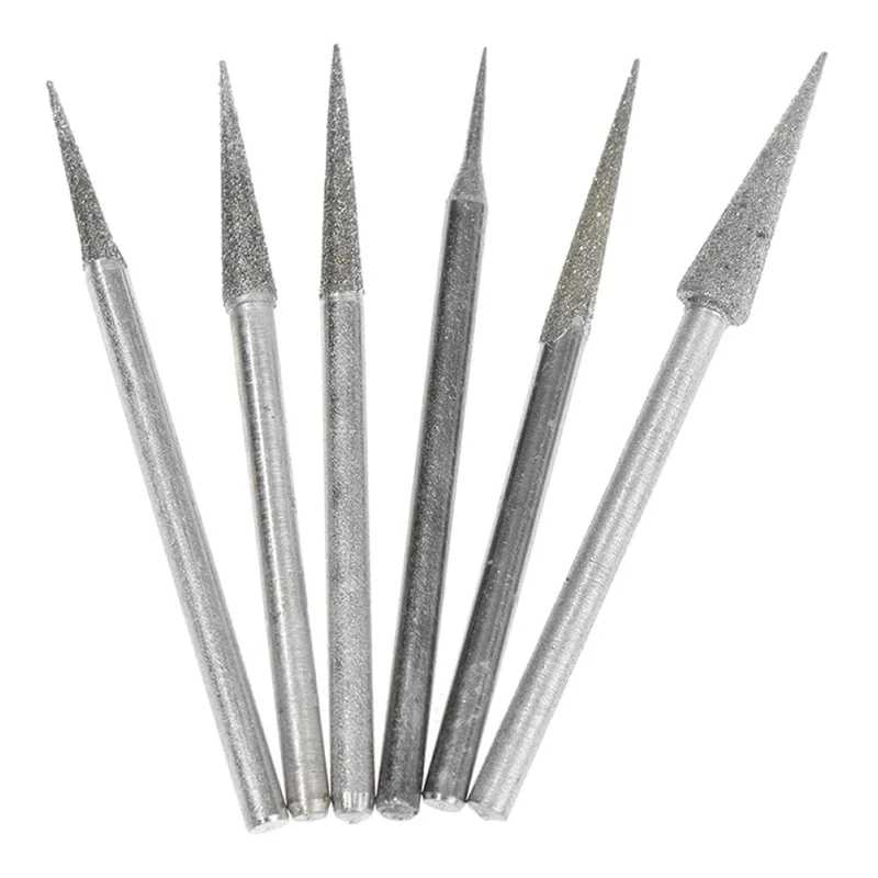 

6pcs 42-50mm Diamond Grinding for Head Grinding Needle Bits Burrs Metal Stone Engraving Carving Tools Shank Needle