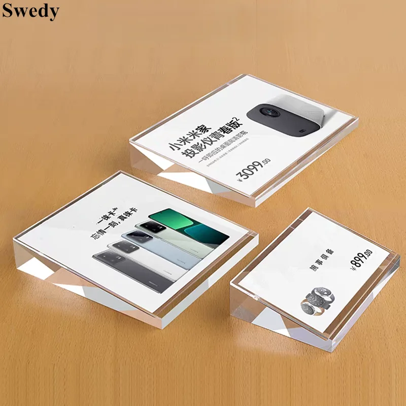 50x70mm Slant Back Small Acrylic Sign Holder Display Stand Table Number Name Card Stand Price Label Paper Card Holder Tags