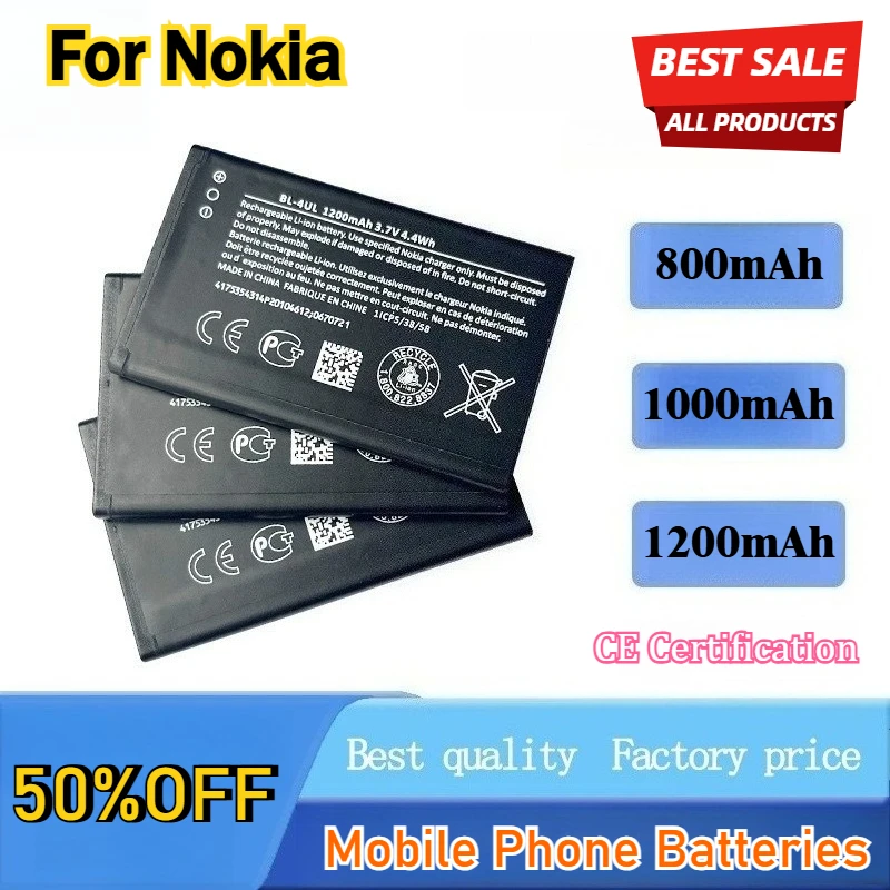 【Certificación CE】 Batería BL-4UL de 3.7V 1200mAh para teléfono móvil Nokia 3310 2017 TA1030, Lumia 225, 330, RM-1172, RM-1011, RM-1126