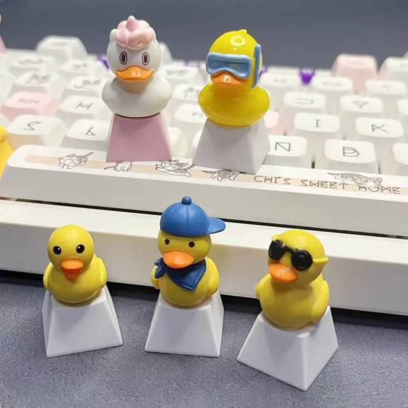 New Sanrio Cinnamon Roll DIY Cartoon Duck Cherry Mechanical Keyboard Keycap ESC Replacement Personalized Cross Shaft Keycap Gift