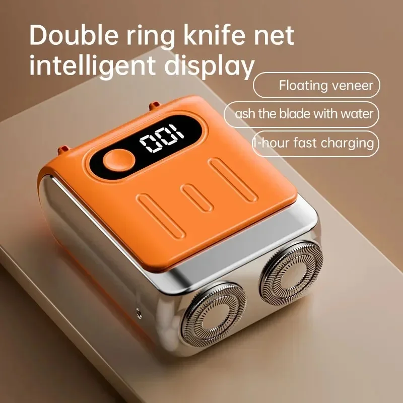 R20 Mini Electric Smart Shaver with Digital Display Dual Blade Rechargeable Powerful Beard Trimmer Household Car Shaver