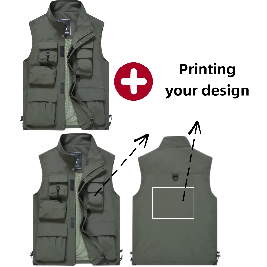 2026 Men's Outdoor Tooling Multi-Pocket Casual Outdoor Fishing Large Size Vest with Vertical Collar Breathable Quick-drying Vest