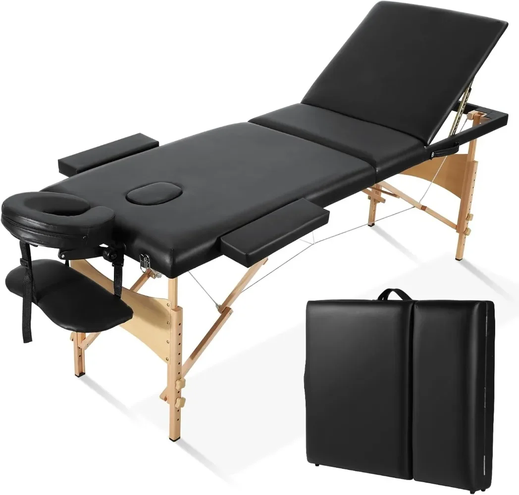 

Portable Massage Table, Lash Bed for Eyelash Extensions, Long Tattoo Table, Height Adjustable, Professional 3-Fold, Lightweight