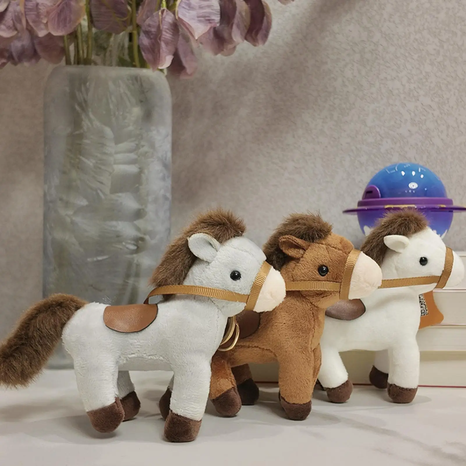 Simpatico animale mascotte cavallo portachiavi bambola di peluche portachiavi per donne ragazze borsa portachiavi auto portachiavi kawaii sulla borsa ciondolo gingillo per auto Gif