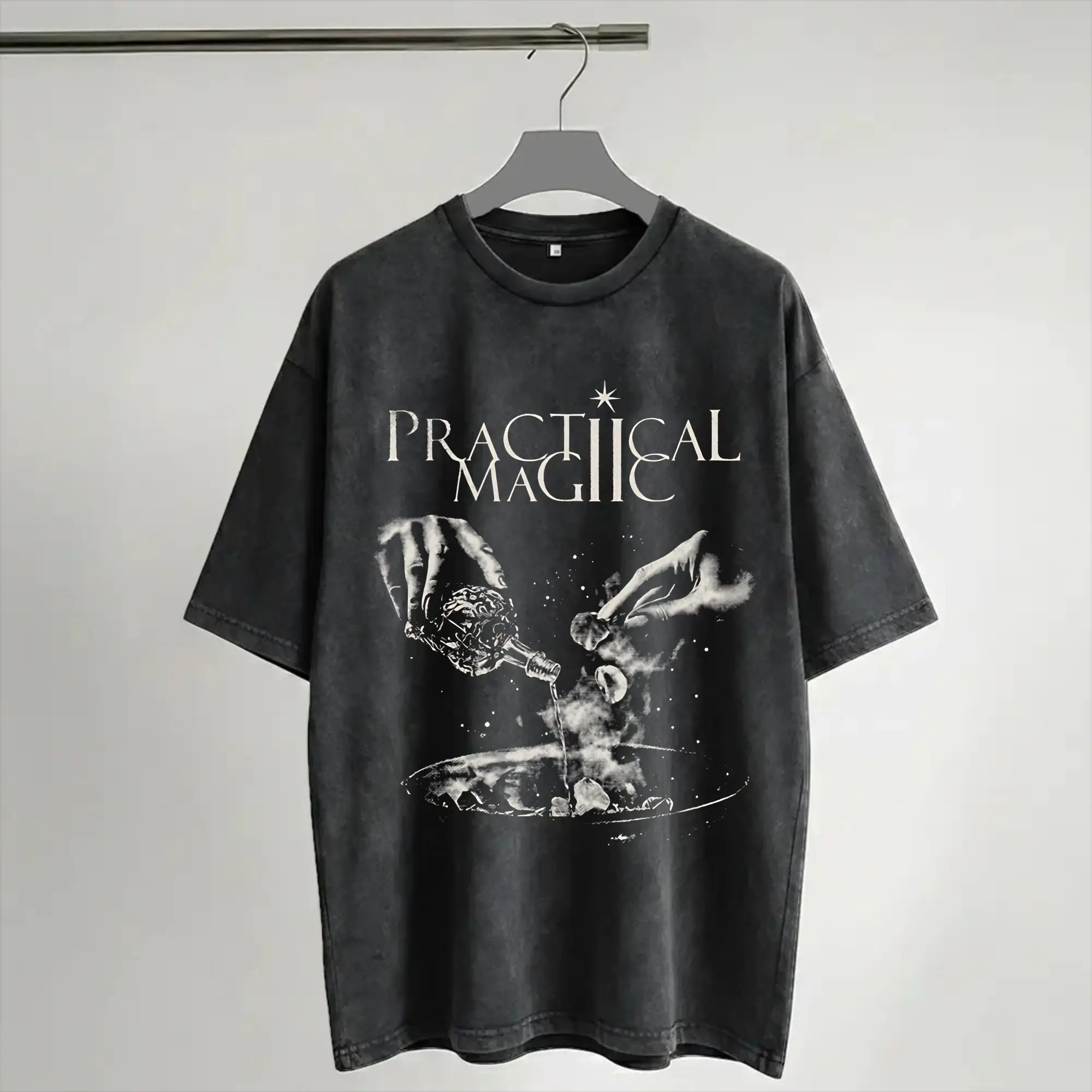 Practical Magic Witchcraft Witchy Halloween Gothic Occult Washed T Shirts Streetwear Hip Hop Retro T-Shirt  Tee Shirt