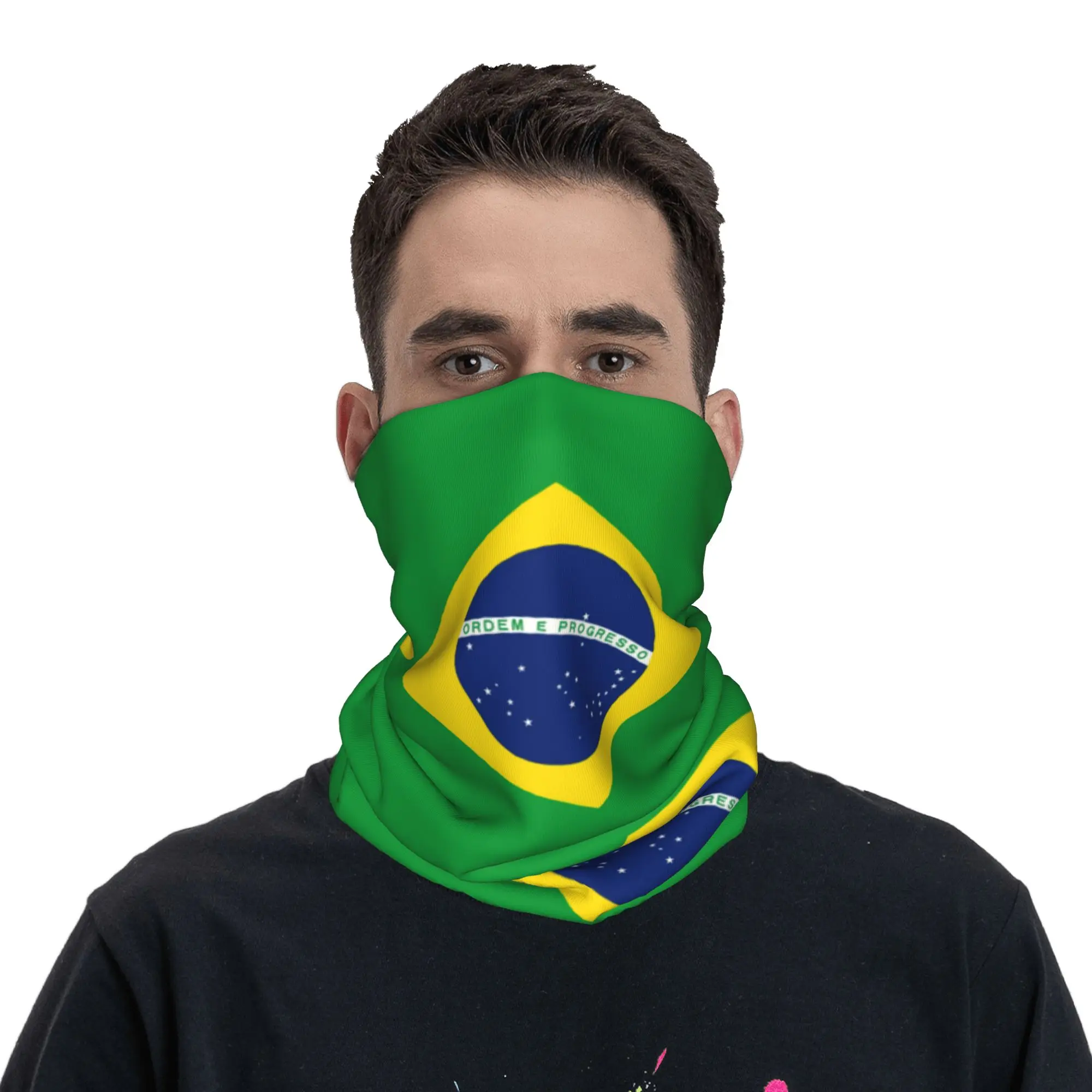 Custom Brazil Flag Bandana Neck Warmer Men Women Winter Ski Tube Scarf Gaiter  Face Cover - view 4