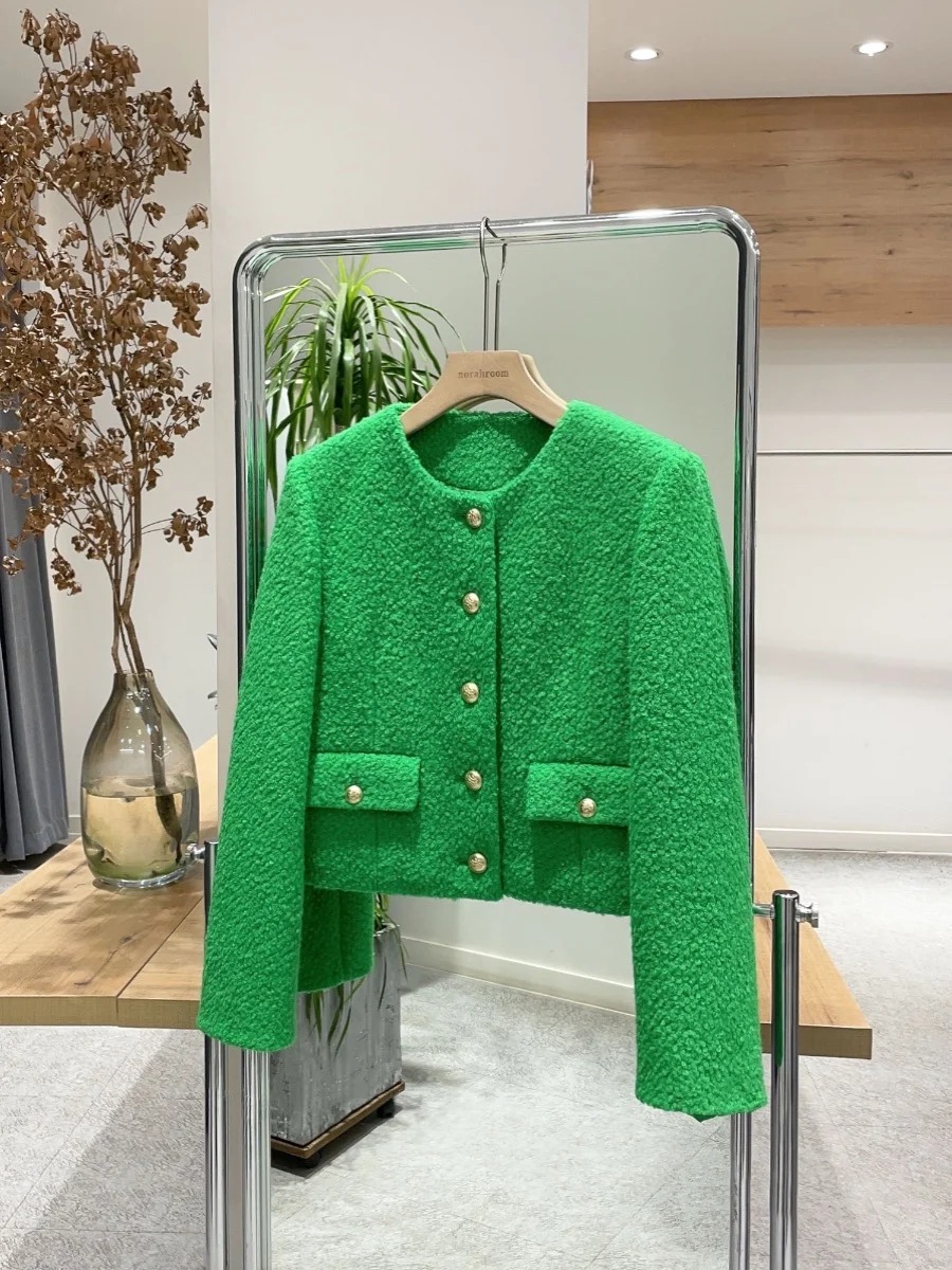 

Nuo Xiaola Authentic Spring New Brand IT Home Thi Материал круглое шерстяное ветровое пальто Ne Circle Ladies Commute Sle ...