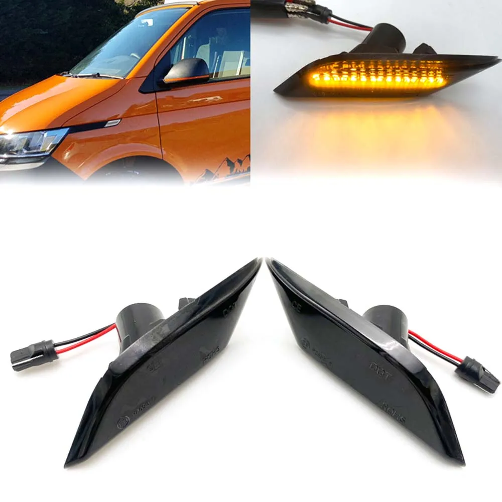 

For VW Transporter T6.1 Facelift 2020-Up 2PC Amber LED Side Marker Lamp Turn Signal Lights Plug&Play Error Free Waterproof IP67