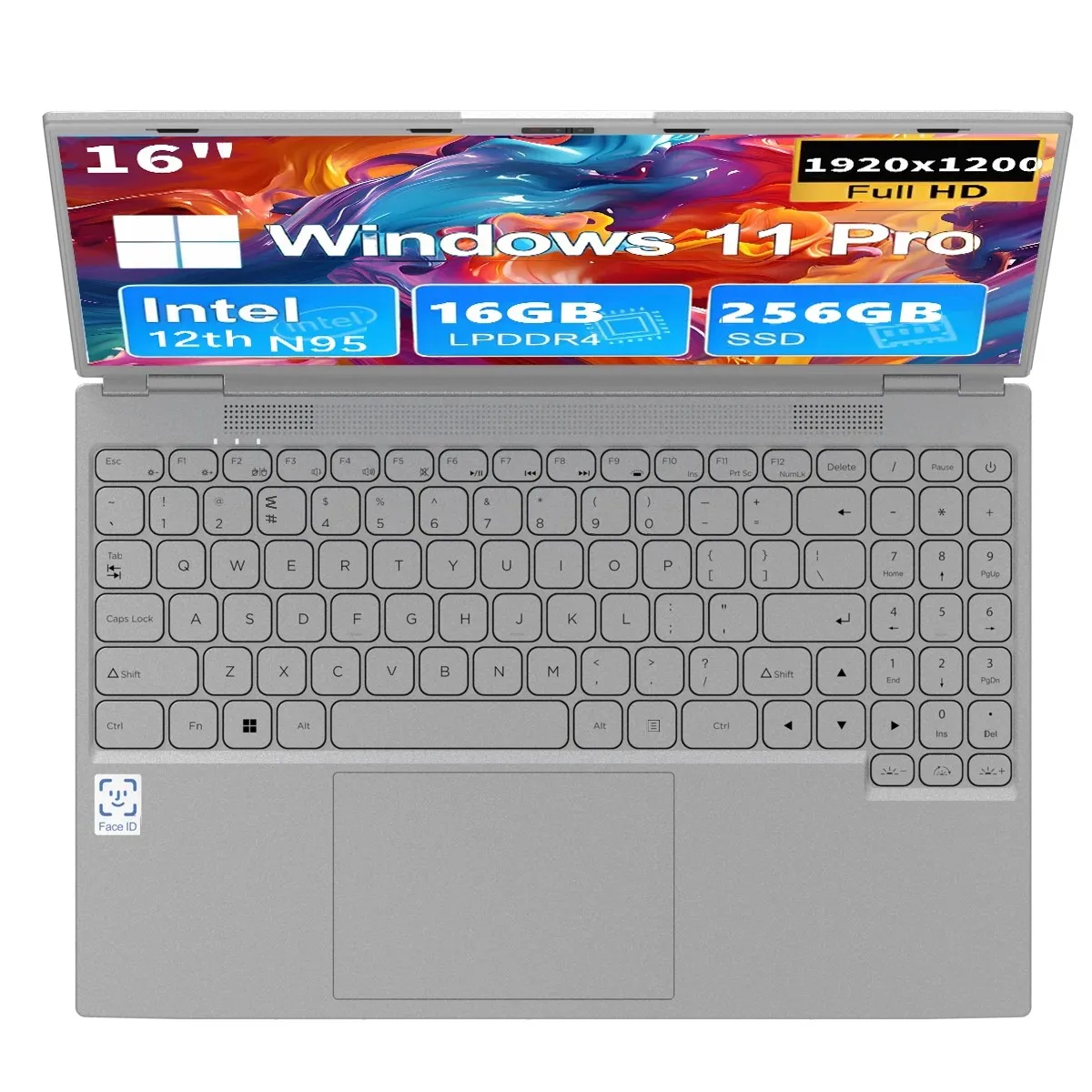 Face ID Intel Office Notebook N95 Laptop da 16" 16 GB 32 GB RAM Max 2 TB ROM Windows 11 Pro Wifi 5 BT 4.2 Tastiera RGB