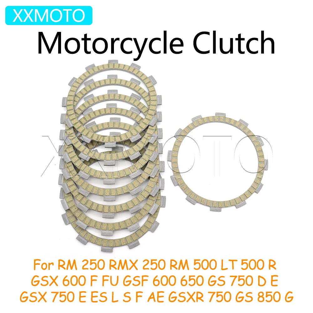 Para SUZUKI RM250 500 RMX250 LT500 GSX600 GS GR GSF650 GT GSX GSXR750 GS850 Kits de Discos de Embrague de Motocicleta, Placas de Fricción de Acero