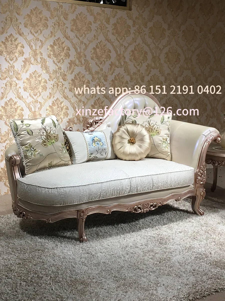 

Customizable European neoclassical chaise longue sofa fabric living room furniture