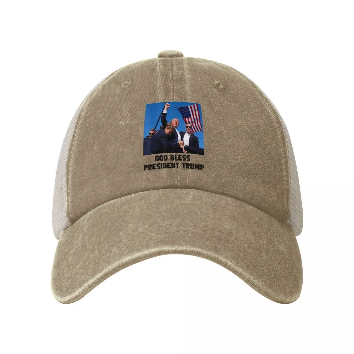 God Bless President Trump Mesh Baseball Cap Donald Trump 2024 Unisex Men Print Trucker Hat