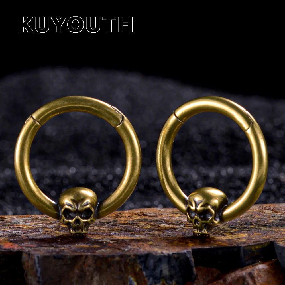 

KUYOUTH Popular Copper Ring Skull Ear Weight Buckle Piercing Gauges Body Jewelry Earring Expanders Stretchers 3mm 2PCS