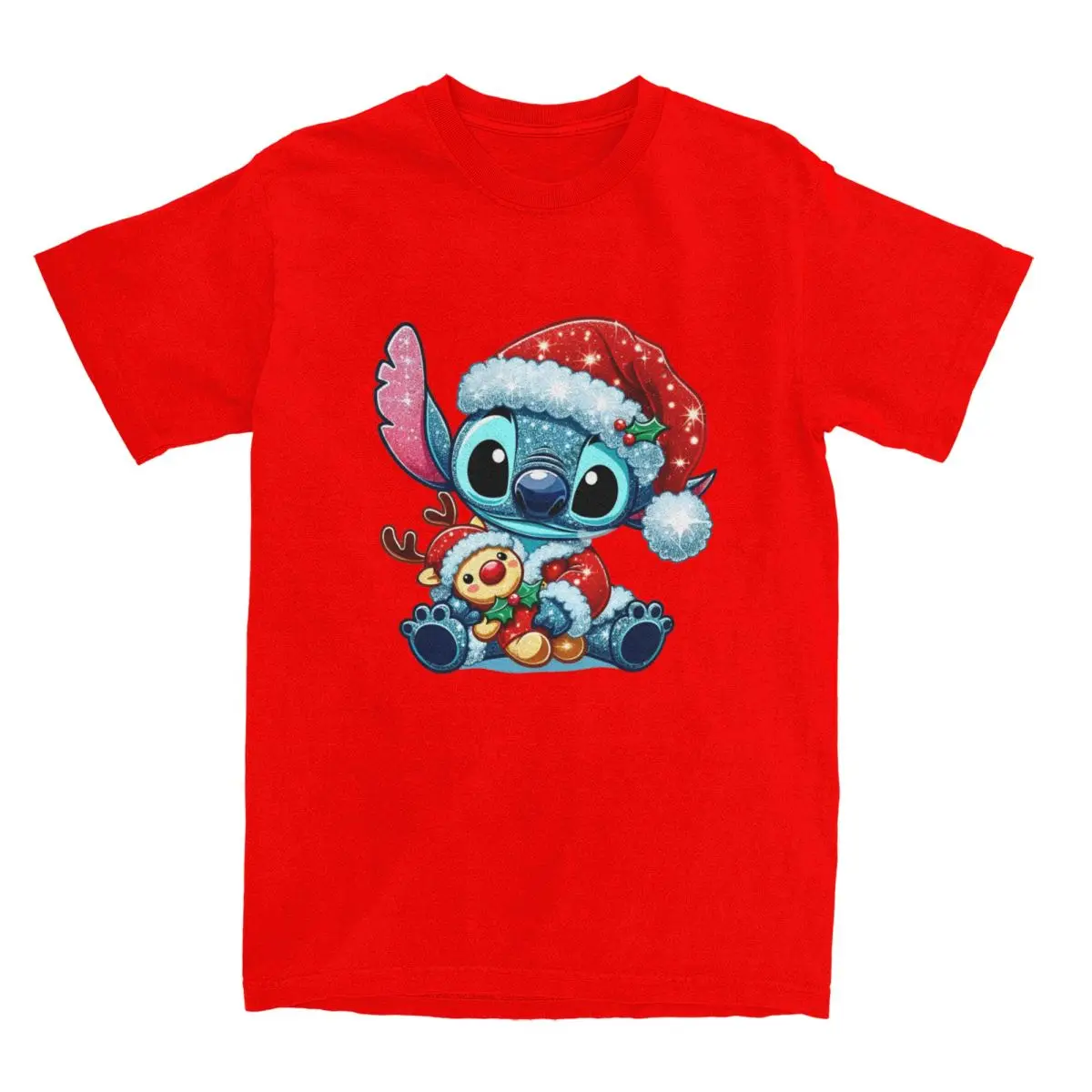 

Men's Stitch Christmas T-Shirts 100% Cotton Tops Summer Streetwear Short Sleeve T Shirt Crew Neck Leisure Casual Tshirt