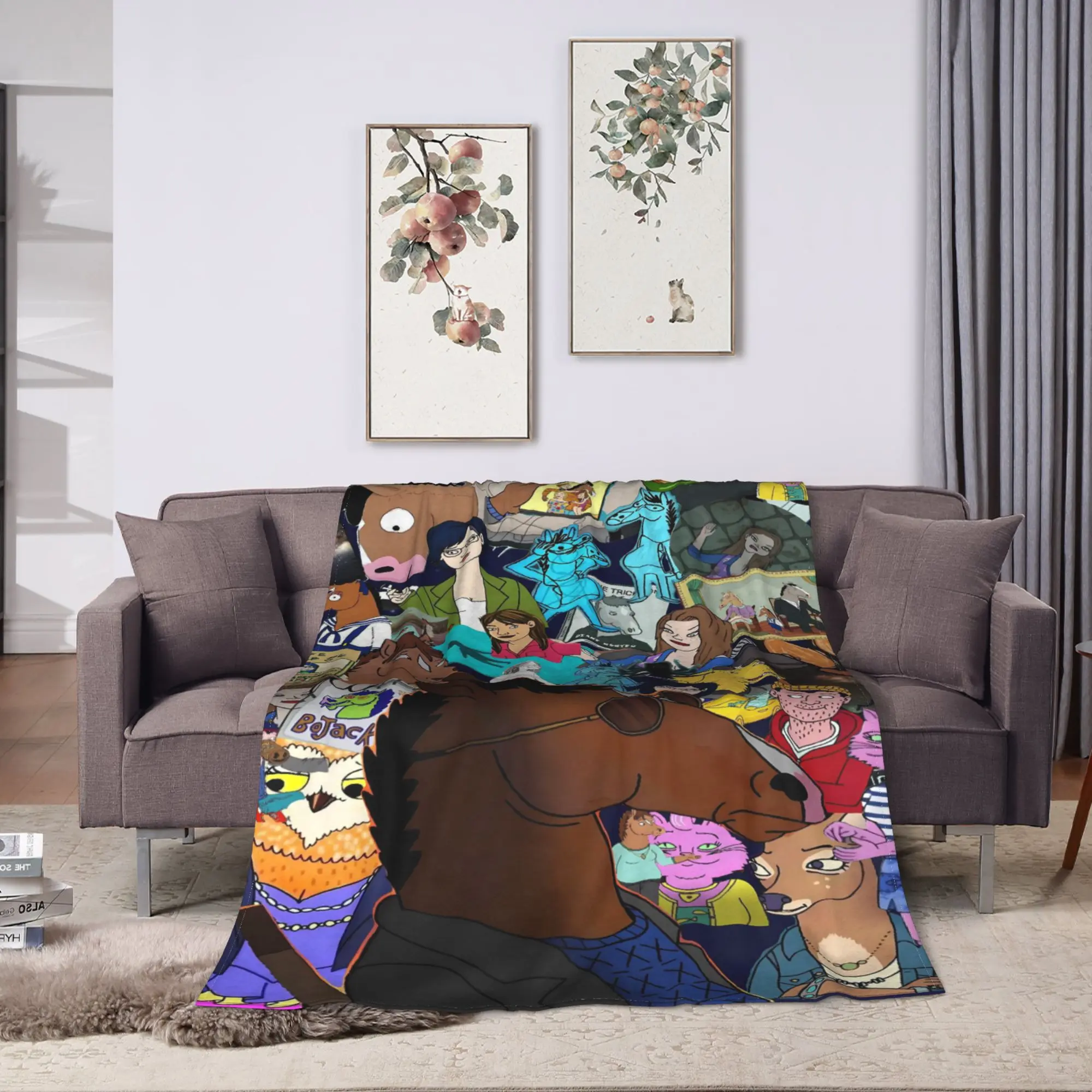 Warm Soft Blanket Picnic Brooding BoJack Horseman Low Light Throw Blanket  Flannel Bedspread For Couch Chair Sofa Bed Cover