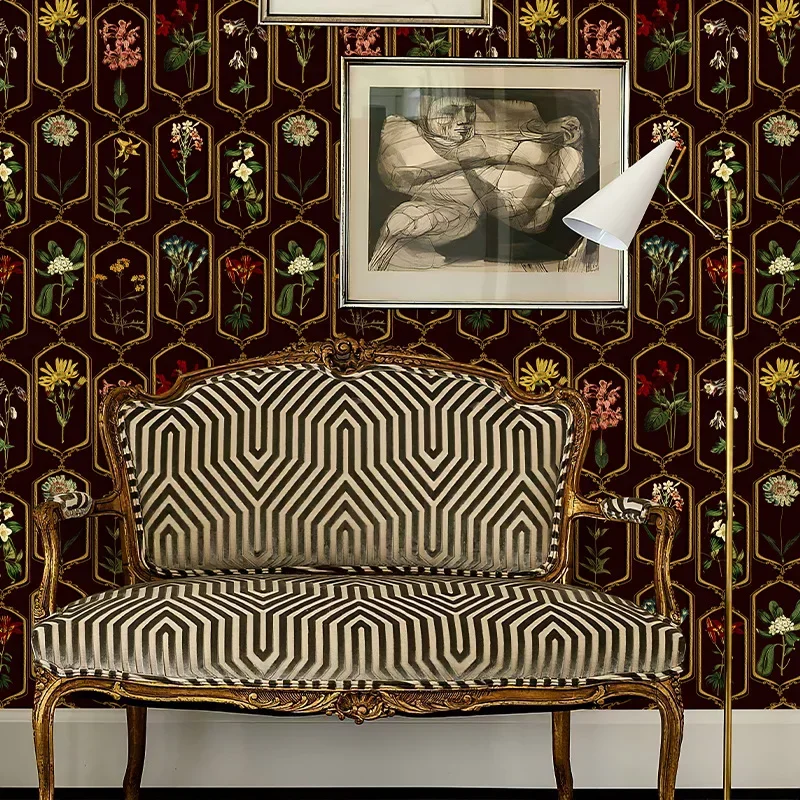 미국의 럭셔리 레트로 벽 스티커 PVC 자체 접착 벽지 TV 배경 벽 단장 한 가구 스티커 3d 벽지