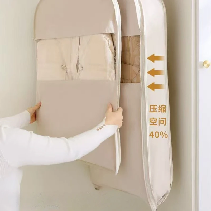 Hängende Kompressions-Aufbewahrungstasche für Daunenjacken, Staubbeutel aus Stoff, Mantelaufbewahrungstasche, Garderobe, Anzug-Aufbewahrungstasche