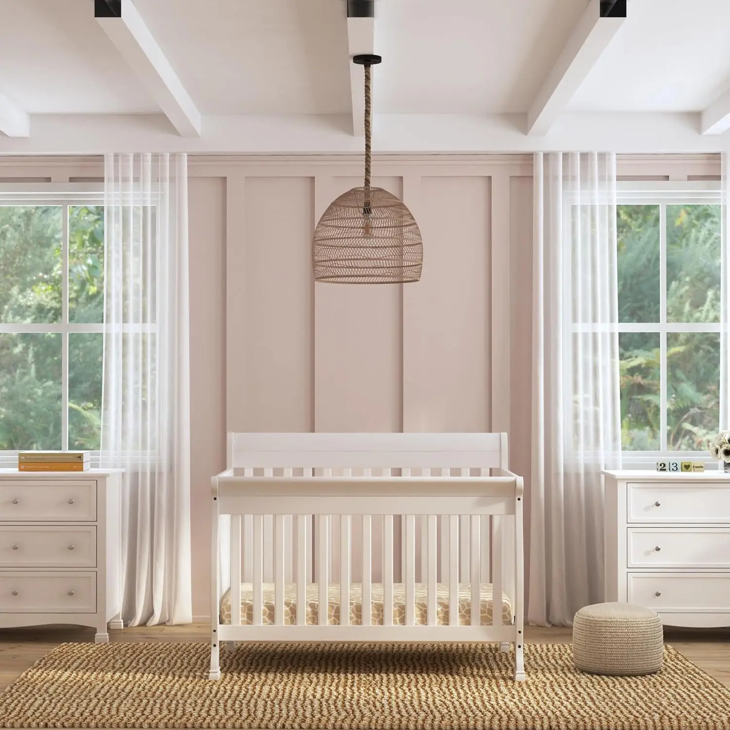 4-in-1 Convertible Crib in White,Features 3 mattress height settings,13 ATTRACTIVE FINISHES - Bring your nursery dreams to life