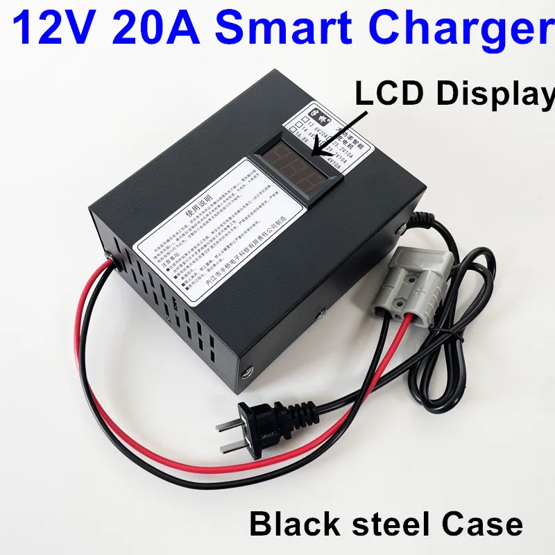 

12V 20A 12.6V 16.8V 14.6V fast charger 3S 4S lipo lifepo4 GEL AGM dry liquid lead acid battery EV RV touring car camper Camping