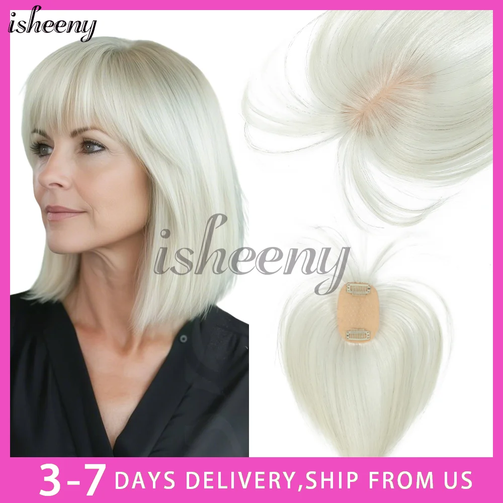 

Топпер из прямых человеческих волос с сетчатым шиньоном естественного вида размером 5x9 см. Бесшовное смешивание для скрытия лысиных пятен или белых волос.