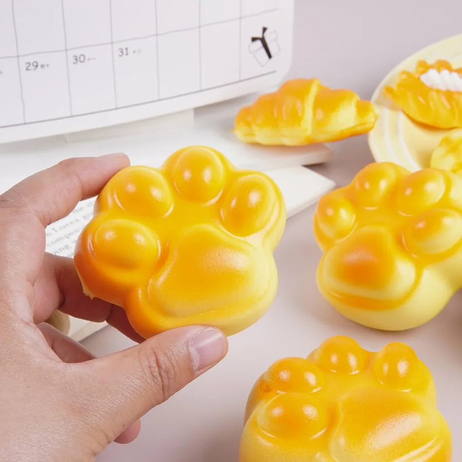 PU slow-rebound wet soft hand feeling imitation cat claw bread imitation food and play bread decompression toy sucking finger p - Detail 1