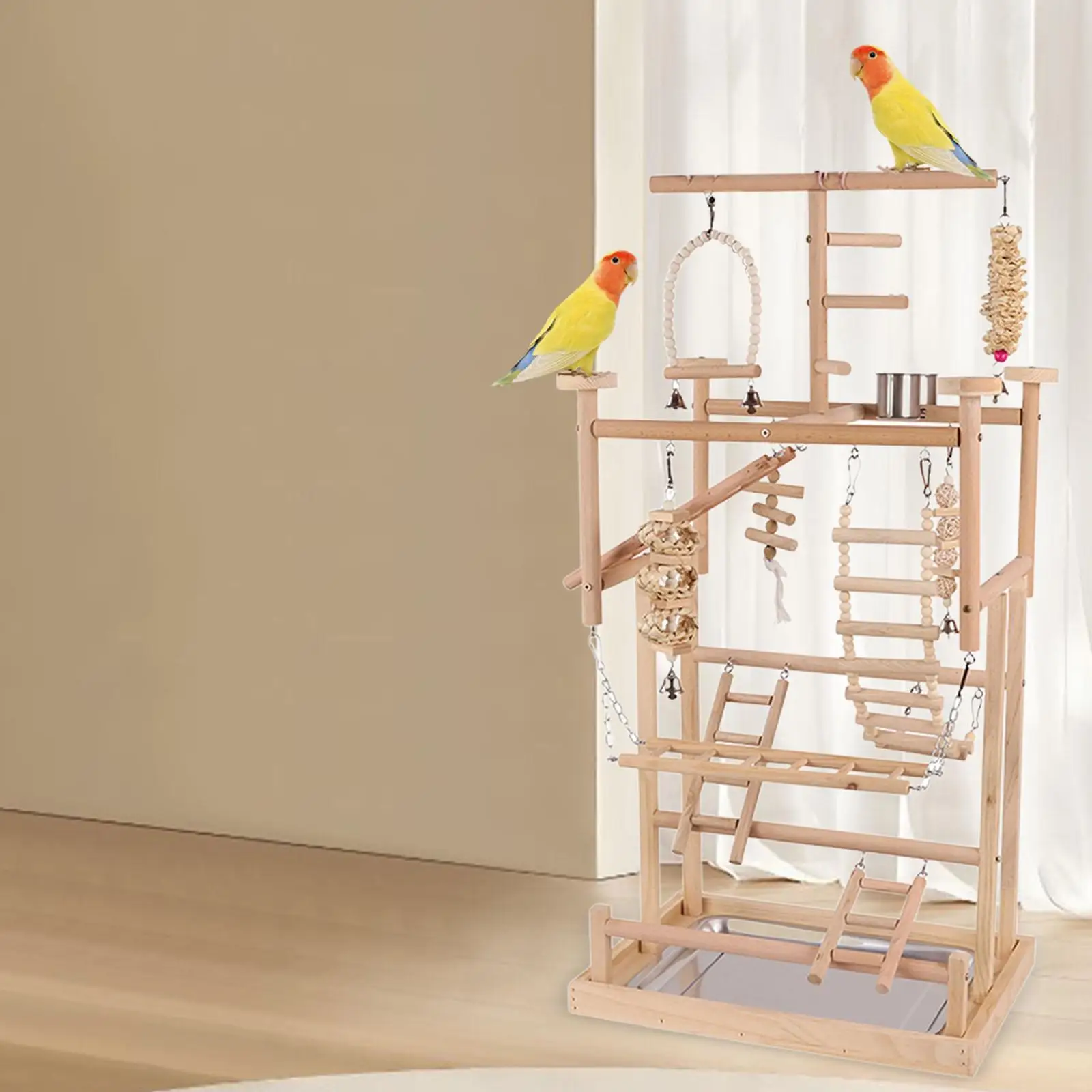 Pet Parrot Playstand Bird Activity Center Parrot Perch Stand Parrot Playground for Finches Budgie Lovebird Bluebirds Hummingbird