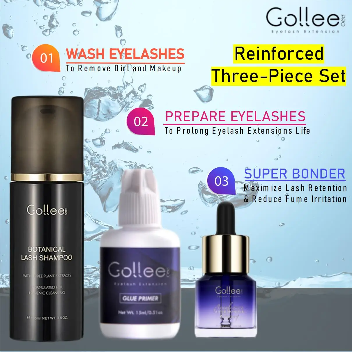 

Gollee Super Bonder Lash Gollee шампунь для наращивания ресниц Gollee клей праймер для наращивания ресниц Клей для удлинения макияжа