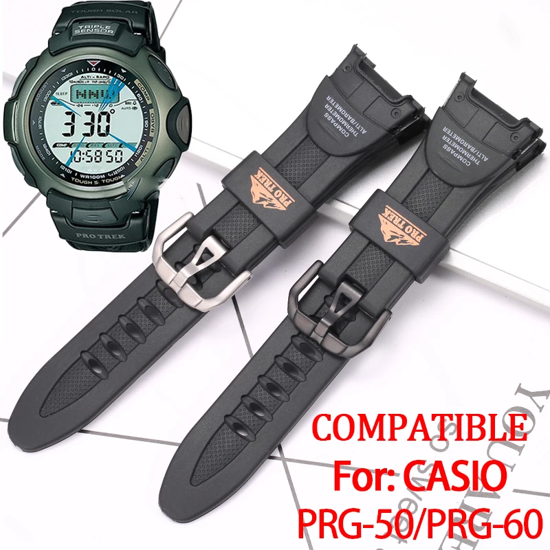 Resin Strap Watchband For Casio Pro Trek PRG-50 PRG-60 Strap Replace Men\'s Sports Waterproof Watch Prg 50 Wristband Accessories