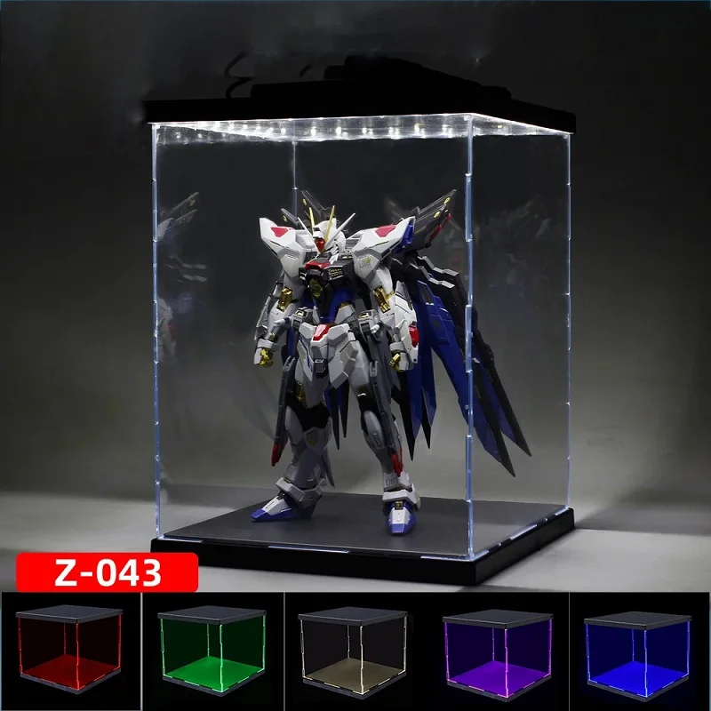 Acrylic Display Stand 6 Colors Lighted Gundam Model Anime Character Collection Decorative Shelf Dust Storage Box Display Stand