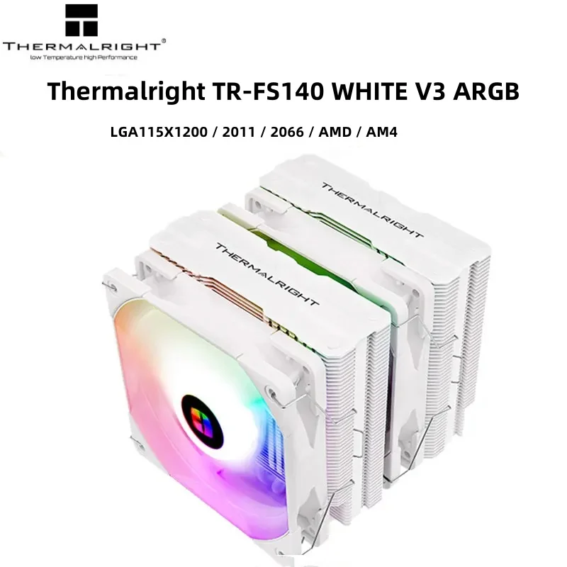 

Кулер для процессора Thermalright FS140 с 140 мм ШИМ бесшумным двойным вентилятором, компьютерное охлаждение, 4-контактный RGB для Intel 115x1200 2011 2066 AM4