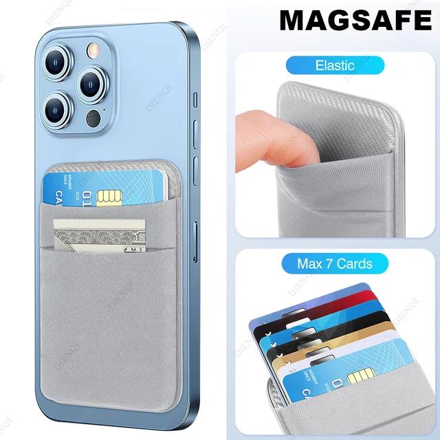 Portfel na telefon etui na karty elastyczna Lycra Magsafe etui na karty kompatybilne portfele magnetyczne dla IPhone 16 15 Pro Max Samsung Android