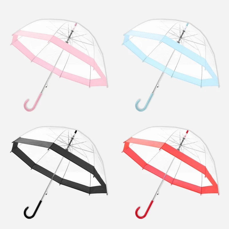 Transparent Umbrella Girls Boys Apollo Cartoon Dolphin Children Umbrella Semi-Automatic Rain Umbrellas For Kids New Dropship