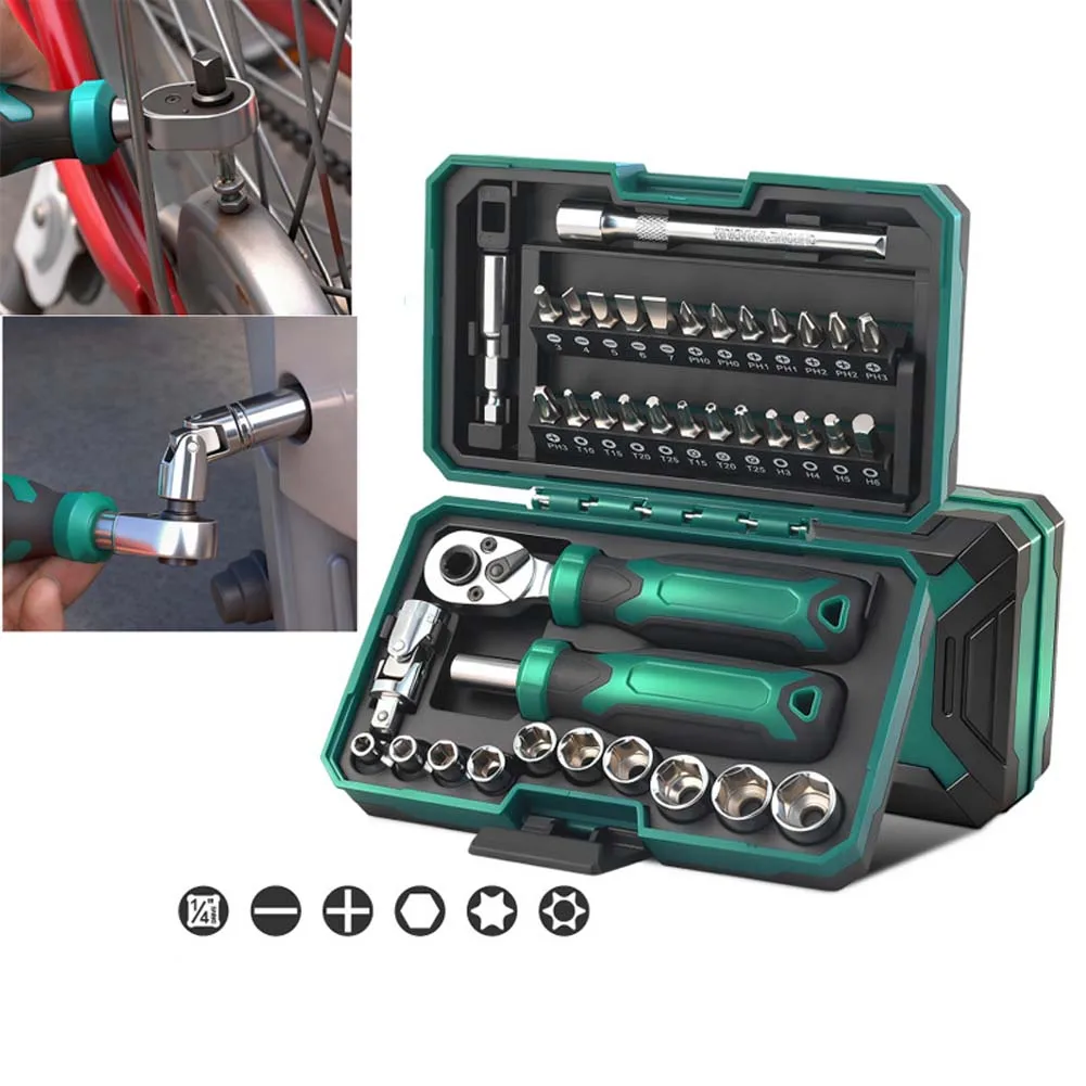 40Pcs Ratchet Wrench Screwdriver Household Repair Tool Screw Driver Bit Magnetic Screwdriver Head Set For Home Repair