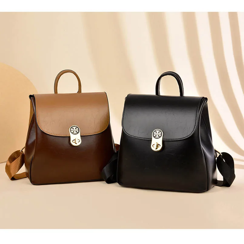 Artificial Leather Retro Unisex Large Capacity Campus School Bag Satchel Backpack Female Purse