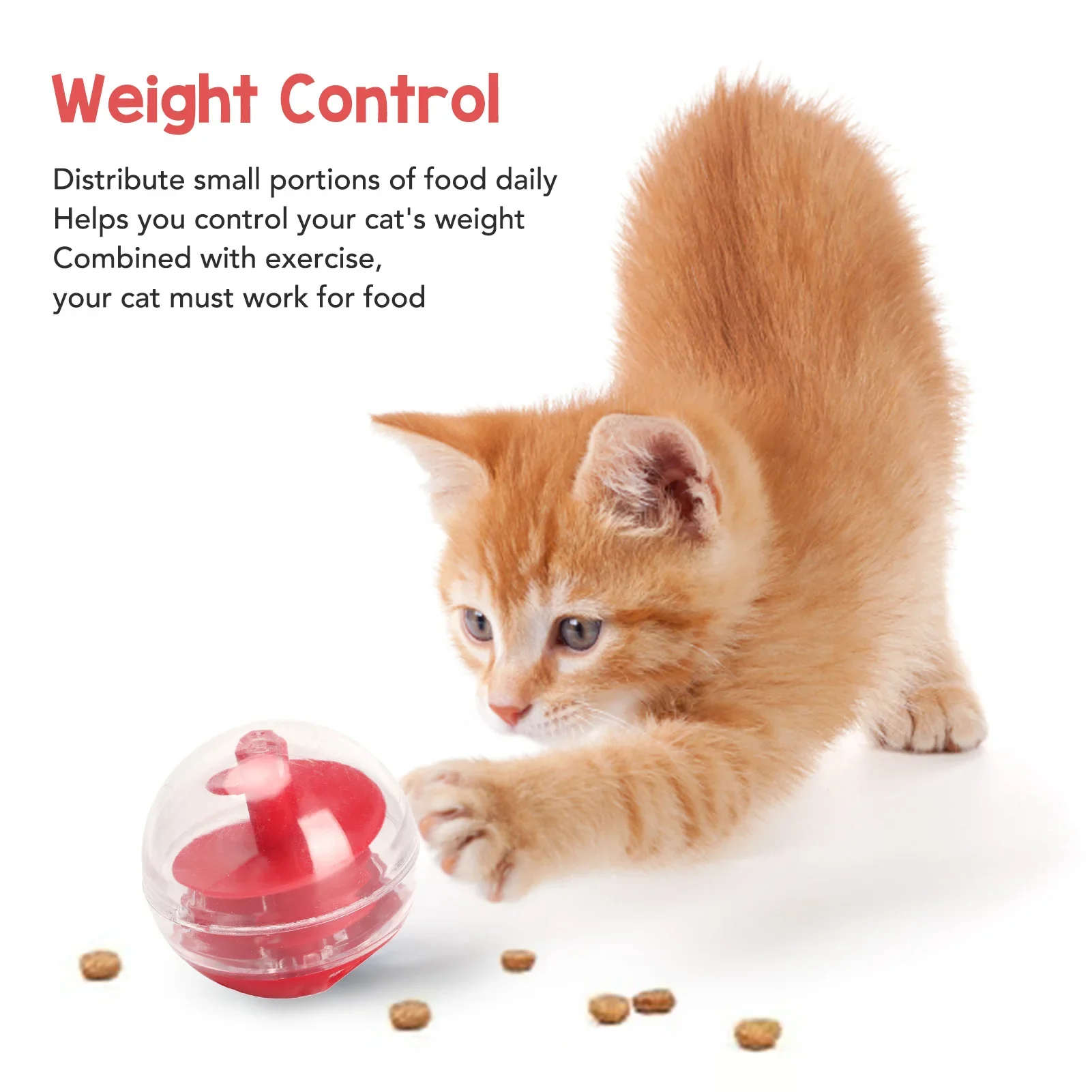 ลูกบอลจ่ายอาหารแมว Cat Treat Dispensing Ball กัด Interactive สัตว์เลี้ยงช้า Feeder ปริศนาสําหรับลูกแมว