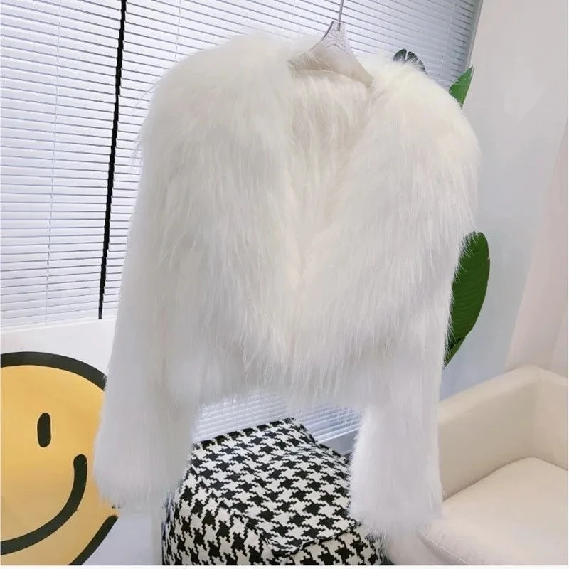 Large Lapel Fur Jacket Women\'s Outwear New Autumn Winter Imitation White Raccoon Fur Coat Fashion Loose High Waist Fox Fur Coat