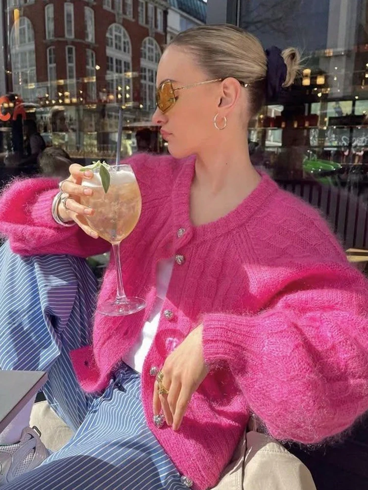 Осень/зима, новые поступления, мягкий и нежный стиль для похудения, универсальный, модный роскошный вязаный кардиган для женщин