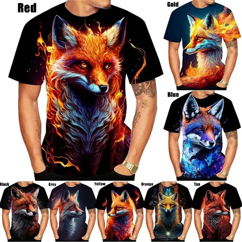 

New Fashion Men Women Summer Fox 3D Printed Short Sleeves T Shirts Casual Fashion Round Neck Sport Tops Leisure Female Tees Top