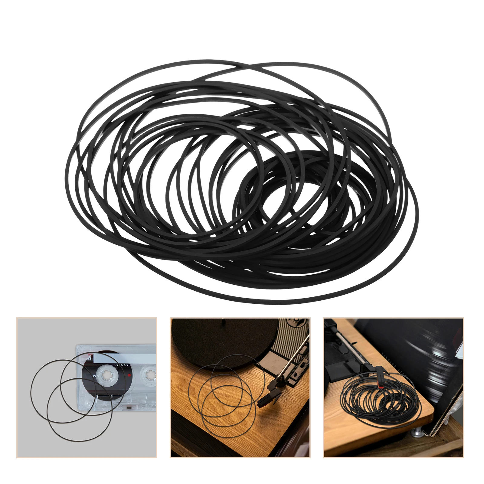 

50 Pcs Tape Recorder Belt Cassette Player Belts Repair Tapes Replacement for Mini Kit