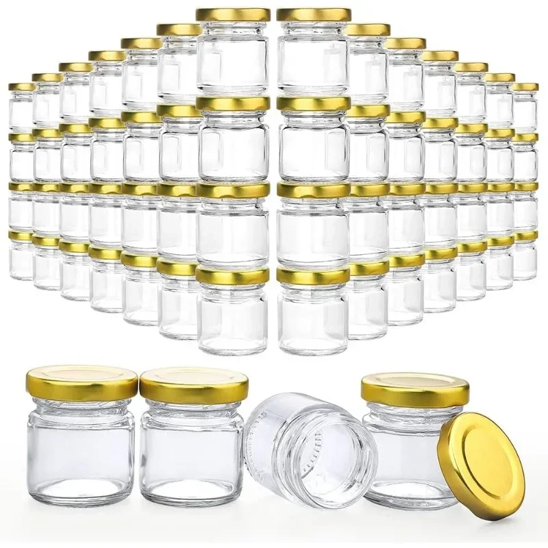 60 Pack Small Glass Jars with Lids, 1.5 oz Mini Honey Jars, Candle Jar for Candle Making for Gifts, Crafts