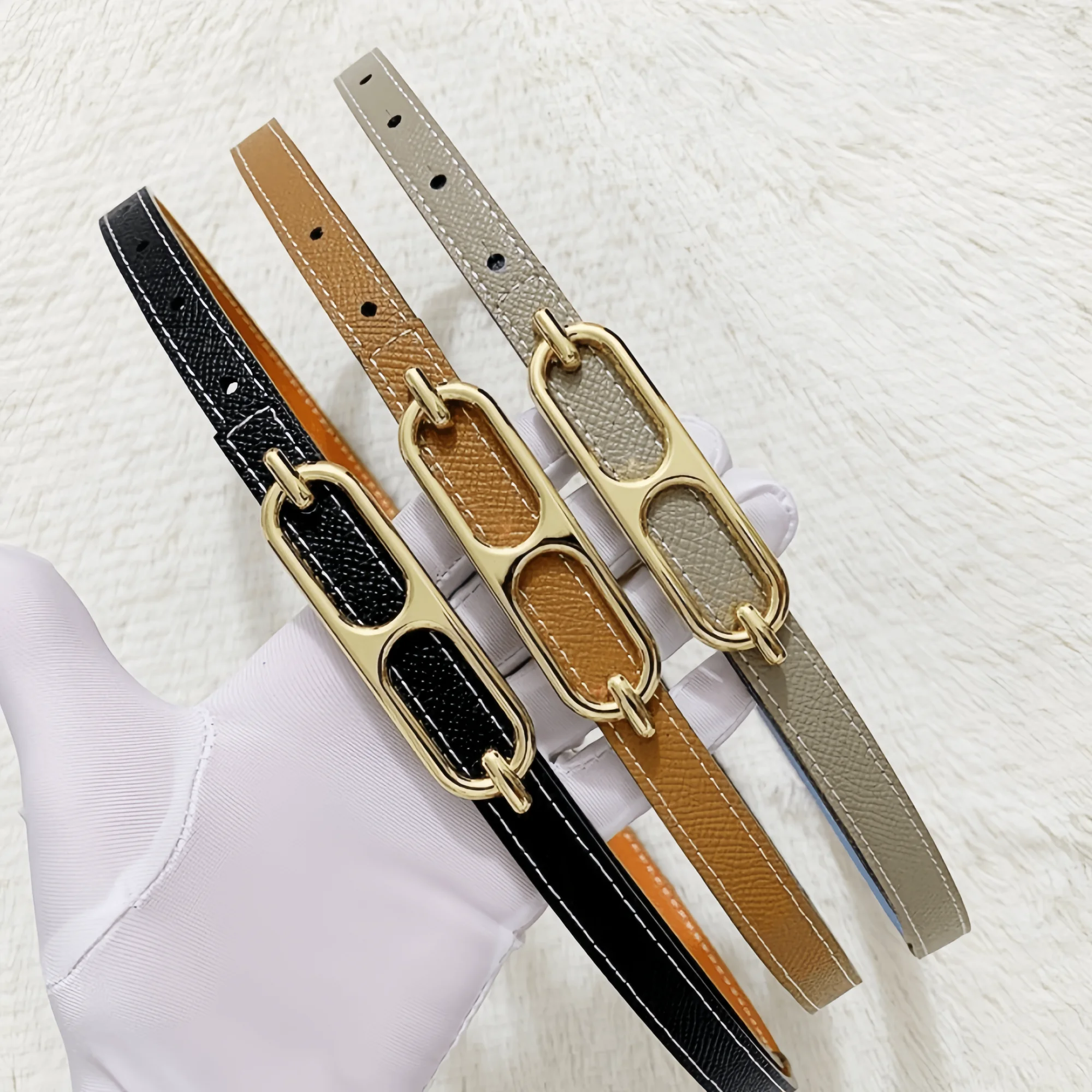 2025 New Luxury Brand Double sided Belt Width 15mm Dress Jeans Women's Belt