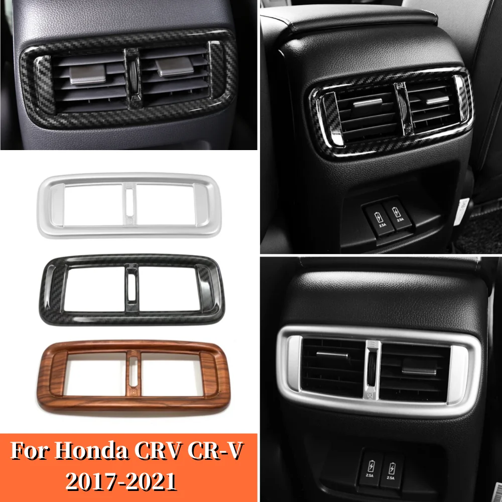 

For Honda CRV CR-V 2017 18 2019 2020 2021 Car Rear Armrest Box Air Conditioning Outlet Vent Cover Trim Frame Sticker Accessories