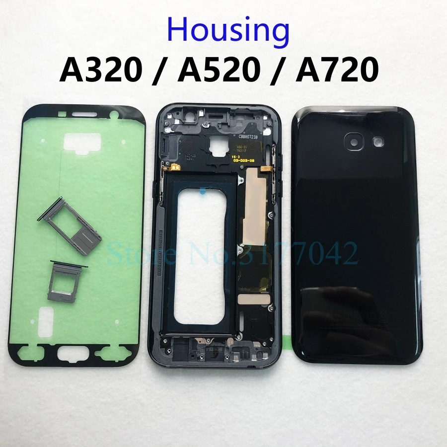 

For Samsung Galaxy A5 A520 A3 A320 A7 A720 2017 Panel Middle Metal Frame Back Cover Rear Case Battery Door Full Housing Parts